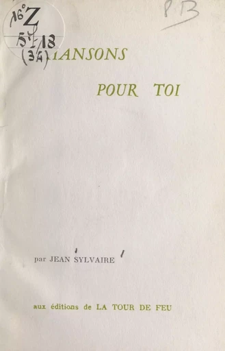 Chansons pour toi - Jean Sylvaire - FeniXX réédition numérique