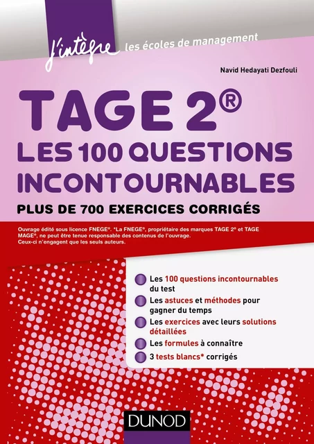 TAGE 2®  Les 100 questions incontournables -  PGE-PGO, Navid Hedayati-Dezfouli - Dunod