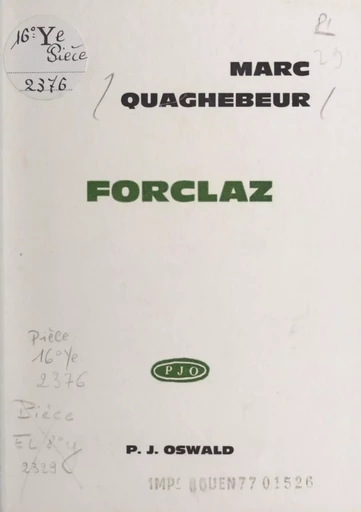 Forclaz - Marc Quaghebeur - FeniXX réédition numérique