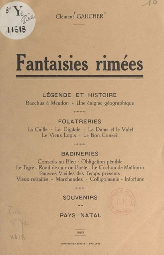 Fantaisies rimées - Clément Gaucher - FeniXX réédition numérique