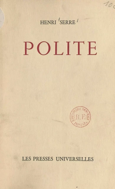 Polite - Henri Serre - FeniXX réédition numérique