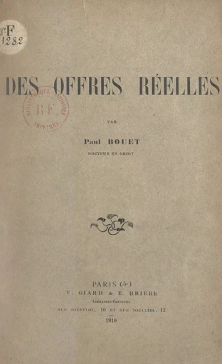 Des offres réelles - Paul Bouet - FeniXX réédition numérique