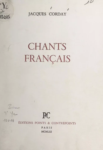 Chants français - Jacques Corday - FeniXX réédition numérique