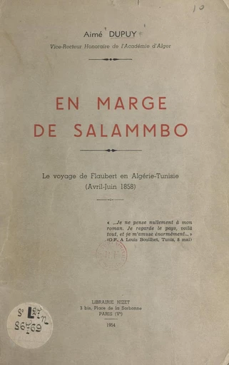 En marge de Salammbô - Aimé Dupuy - FeniXX réédition numérique