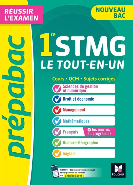 Prépabac 1re STMG - Toutes les matières - Cours et entraînement au contrôle continu 2025 - Nadège Decants, Frédéric Ginoux, Annie Goulvent, Laurent Izard, Frédérique Le Graverend, Stéphane Leteuré, Bernard Verlant, Thomas Brunet, Salomé Moulin - Foucher