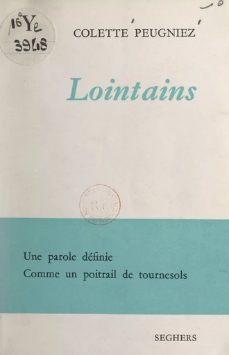 Lointains - Colette Seghers - FeniXX réédition numérique