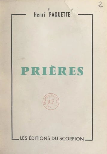 Prières - Henri Paquette - FeniXX réédition numérique