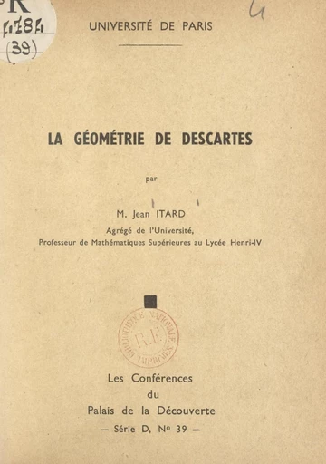 La géométrie de Descartes - Jean Itard - FeniXX réédition numérique