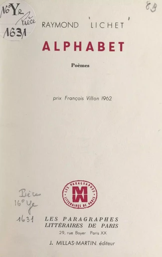 Alphabet - Raymond Lichet - FeniXX réédition numérique