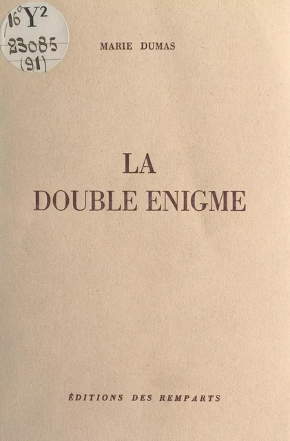 La double énigme - Marie Dumas - FeniXX réédition numérique