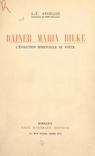 Rainer Maria Rilke - Joseph François Angelloz - FeniXX réédition numérique