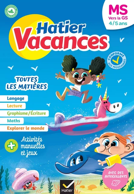 Hatier vacances - Cahier de vacances 2024 de la MS vers la GS 4/5 ans - Florence Doutremepuich, Françoise Perraud, Caroline Hesnard - Hatier