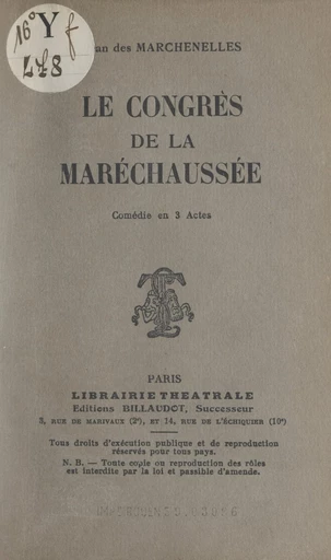 Le congrès de la maréchaussée - Jean des Marchenelles - FeniXX réédition numérique