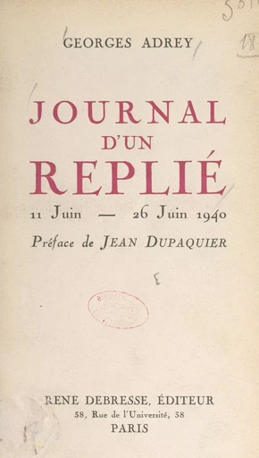 Journal d'un replié - Georges Adrey - FeniXX réédition numérique