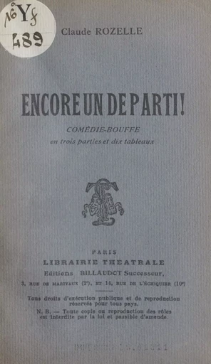 Encore un de parti ! - Claude Rozelle - FeniXX réédition numérique