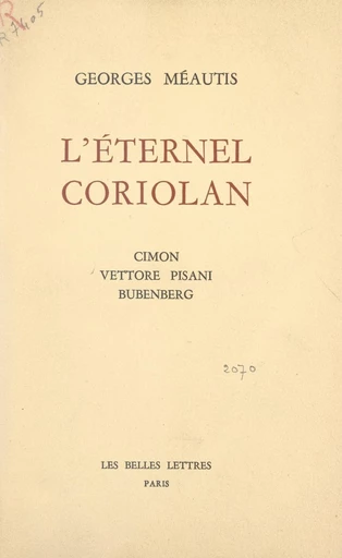 L'éternel Coriolan - Georges Méautis - FeniXX réédition numérique