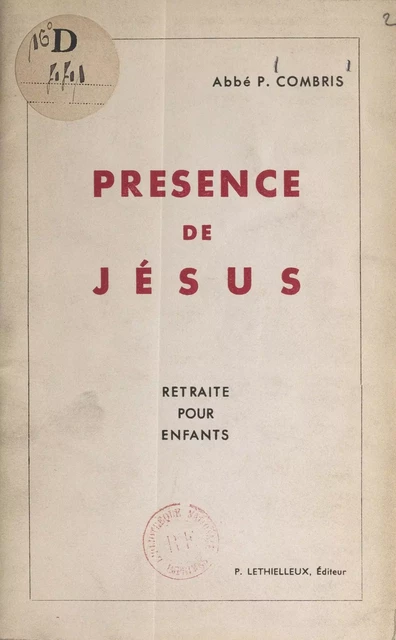 Présence de Jésus - P. Combris - FeniXX réédition numérique