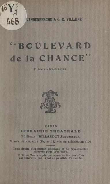 Boulevard de la chance - Paul Vandenberghe, Georges-René Villaine - FeniXX réédition numérique