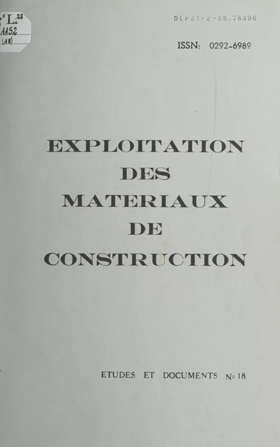 Exploitation des matériaux de construction - Robert Bouiller - FeniXX réédition numérique