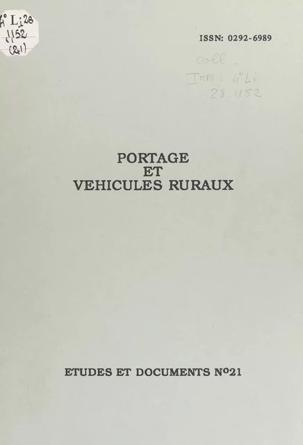 Portage et véhicules ruraux - Robert Boiron - FeniXX réédition numérique