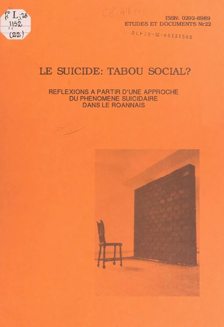 Le suicide : tabou social ? - P.-Y. Dennielou, P. Monier, A. Pourrat, D. Straub, Jacques Védrinne - FeniXX réédition numérique