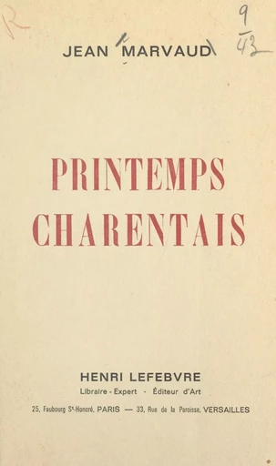 Printemps charentais - Jean Marvaud - FeniXX réédition numérique