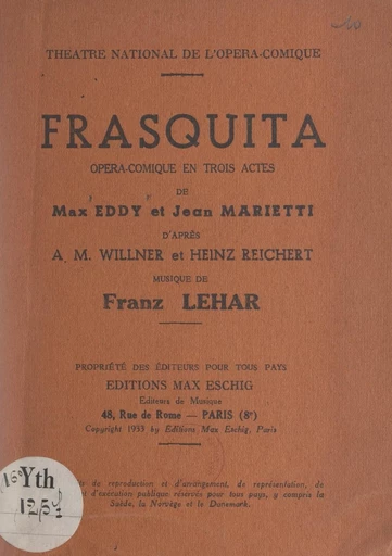 Frasquita - Max Eddy, Jean Marietti - FeniXX réédition numérique