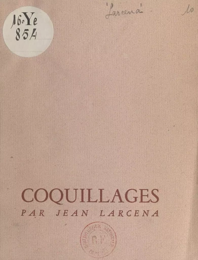 Coquillages - Jean Larcena - FeniXX réédition numérique