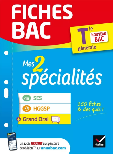 Fiches bac - Mes 2 spécialités Tle générale : SES, HGGSP &amp; Grand Oral - Bac 2025 -  Collectif - Hatier