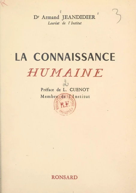 La connaissance humaine (2) - Armand Jeandidier - FeniXX réédition numérique