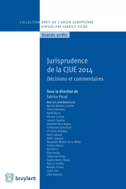 Jurisprudence de la CJUE 2014 -  - Bruylant