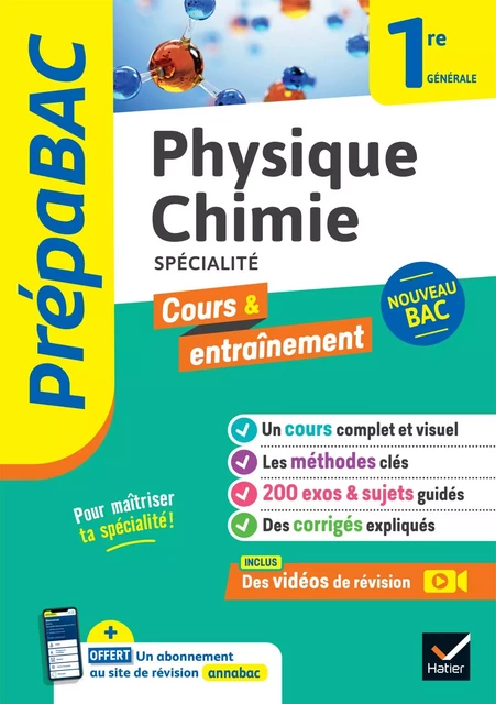 Prépabac - Physique-chimie 1re générale (spécialité) - Joël Carrasco, Alexandra Chauvin, Gaëlle Cormerais, Éric Langlois - Hatier