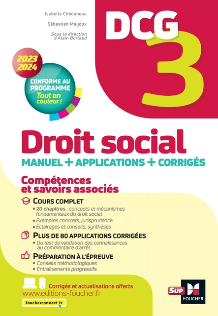 DCG 3 - Droit social - Manuel et applications - Millésime 2023-2024 - Maryse Ravat, Isabelle Chedaneau, Sébastien Mayoux, Marie-Paule Schneider, Alain Burlaud - Foucher