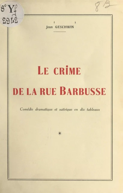 Le crime de la rue Barbusse - Jean Geschwin - FeniXX réédition numérique