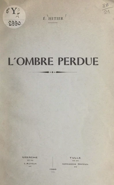 L'ombre perdue - Élisabeth Hitier - FeniXX réédition numérique