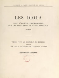 Les Diola, essai d'analyse fonctionnelle sur une population de Basse-Casamance (1)