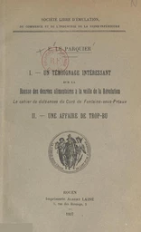 Un témoignage intéressant sur la hausse des denrées alimentaires à la veille de la Révolution : le cahier de doléances du curé de Fontaine-sous-Préaux