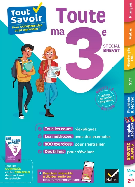 Tout savoir 3e Spécial brevet - Tout en un - Sandrine Aussourd, Laurence Lamarche, Victoire Merlin, Louise Taquechel, Corinne Touati, Araceli Bernaldez Garcia, Pascal Bihouée, Daniel Dupuis, Dominique Estève, Guillaume Joubert, Vanessa Lebrun, Marie-Anne Grinand, Guillaume d'Hoop - Hatier