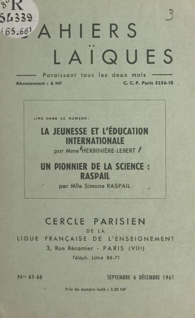 La jeunesse et l'éducation internationale - Suzanne Herbinière-Lebert, Simone Raspail - FeniXX réédition numérique