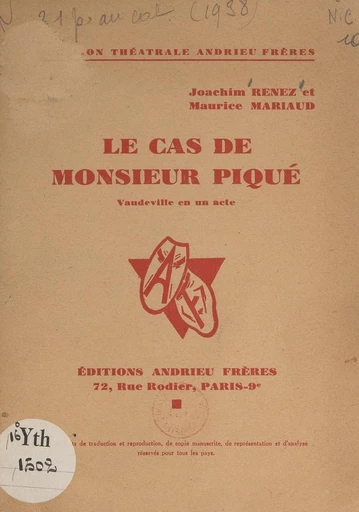 Le cas de Monsieur Piqué - Maurice Mariaud, Joachim Renez - FeniXX réédition numérique