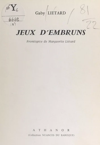 Jeux d'embruns - Gaby Liétard - FeniXX réédition numérique