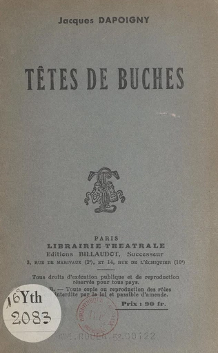 Têtes de bûches - Jacques Dapoigny - FeniXX réédition numérique