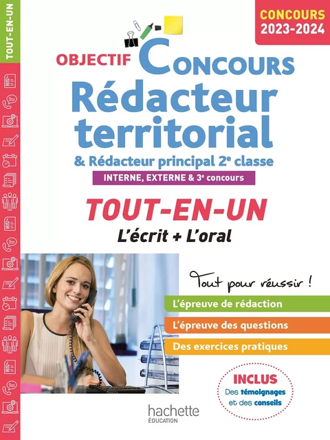 Objectif Concours Rédacteur territorial et rédacteur principal 2023 : externe, interne et 3e voie - Bernard Delhoume - Hachette Éducation