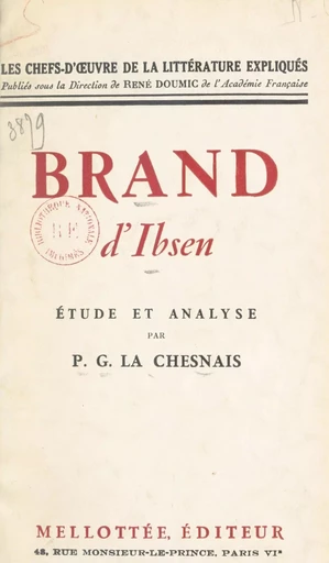 Brand, d'Ibsen - P.-G. La Chesnais - FeniXX réédition numérique