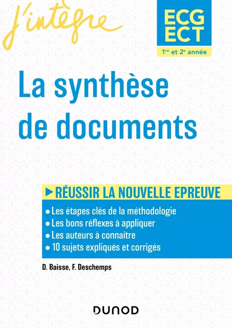 ECG-ECT 1 &amp; 2 La synthèse de documents - Danielle Baisse, Florence Deschemps - Dunod