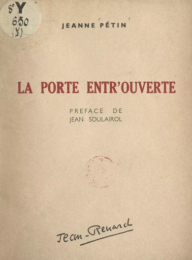 La porte entr'ouverte - Jeanne Pétin - FeniXX réédition numérique