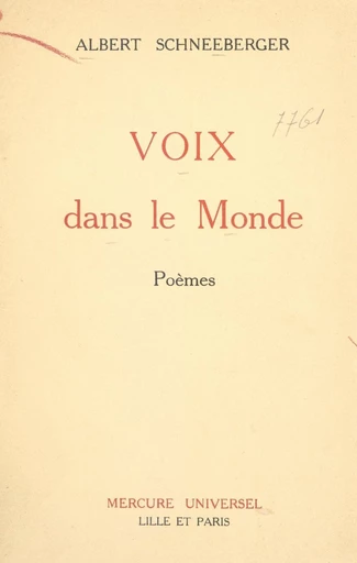 Voix dans le monde - Albert Schneeberger - FeniXX réédition numérique