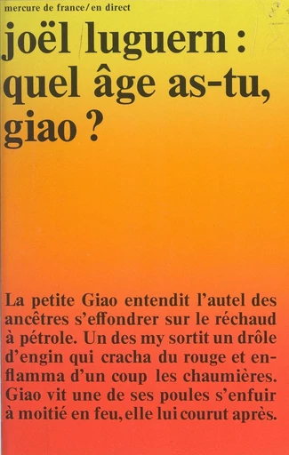 Quel âge as-tu, Giao ? - Joël Luguern - FeniXX réédition numérique