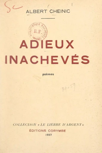 Adieux inachevés - Albert Cheinic - FeniXX réédition numérique