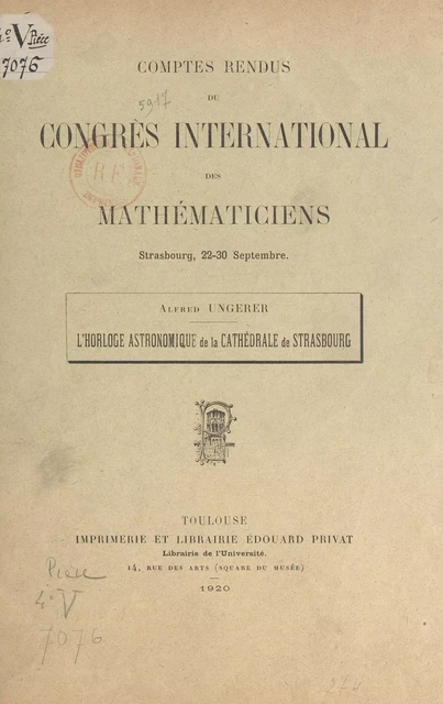 L'horloge astronomique de la cathédrale de Strasbourg - Alfred Ungerer - FeniXX réédition numérique